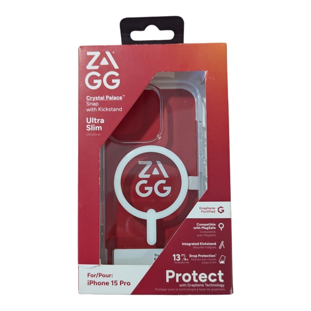 N4.‎ ZAGG Gear4 Crystal Palace Snap MagSafe Kickstand Case iPhone 15 Pro - Clear